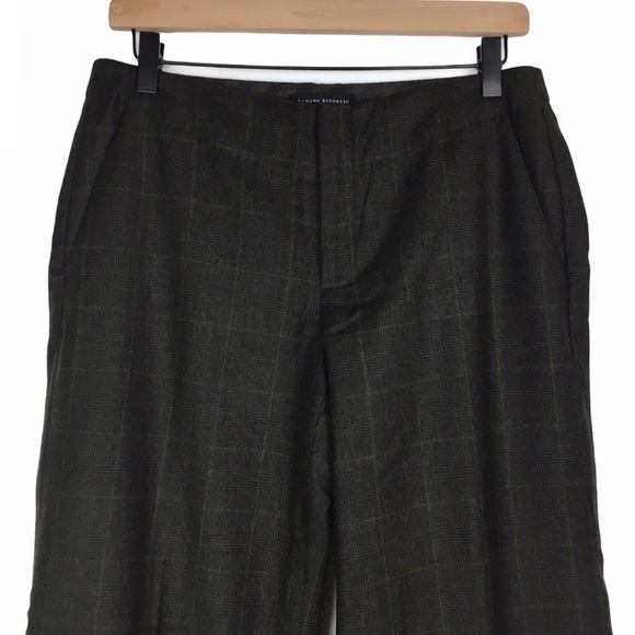 BANANA REPUBLIC Pants Martin 100% Wool Plaid Y2K Style Wide Leg Dark Academia 6 - Picture 2 of 12